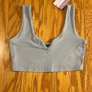 Gray Ribbed Crop Top